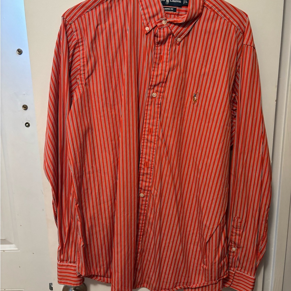 Polo ralph lauren red striped shirt, classic fit